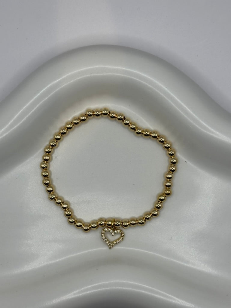 CZ Heart Charm Bracelet