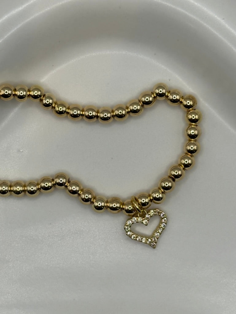 CZ Heart Charm Bracelet