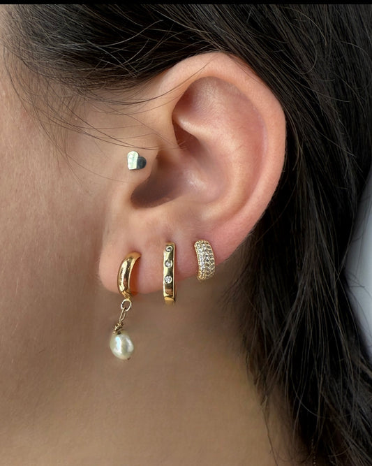 Oval Huggie with CZ Stones