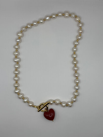 The Heart Pearl Drop Necklace