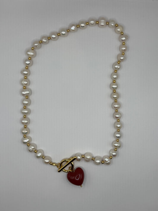 The Heart Pearl Drop Necklace