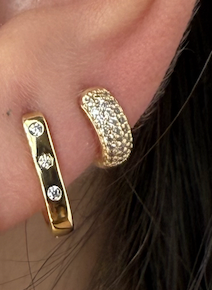 Mini Iced Out Gold Huggie